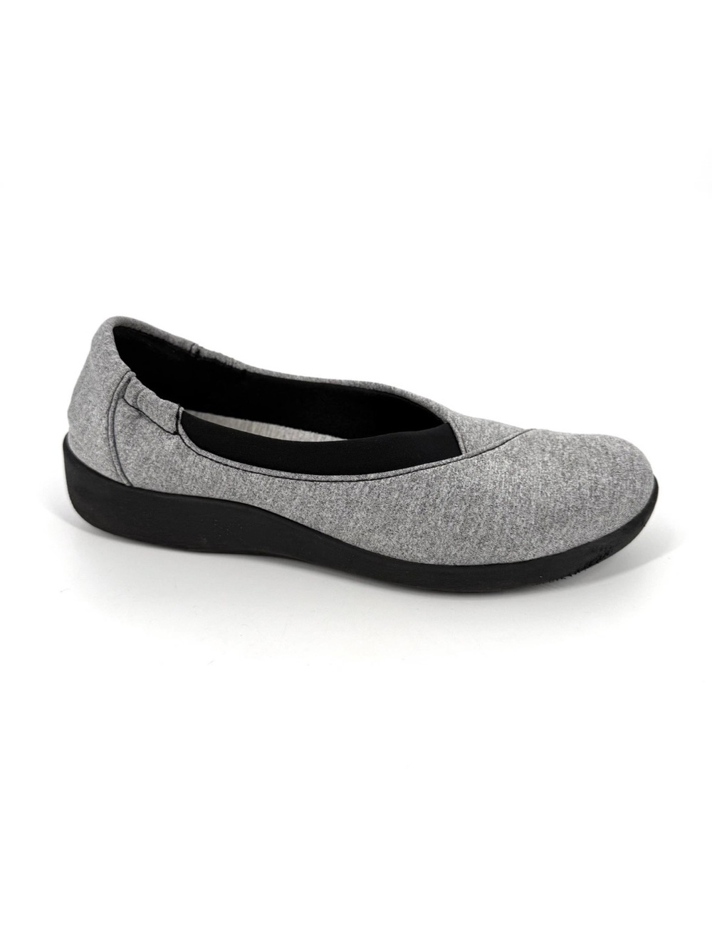 Clarks Cloudsteppers Shoes Womens Size 9 Gray Knit Lightweight Slip-On Comfort